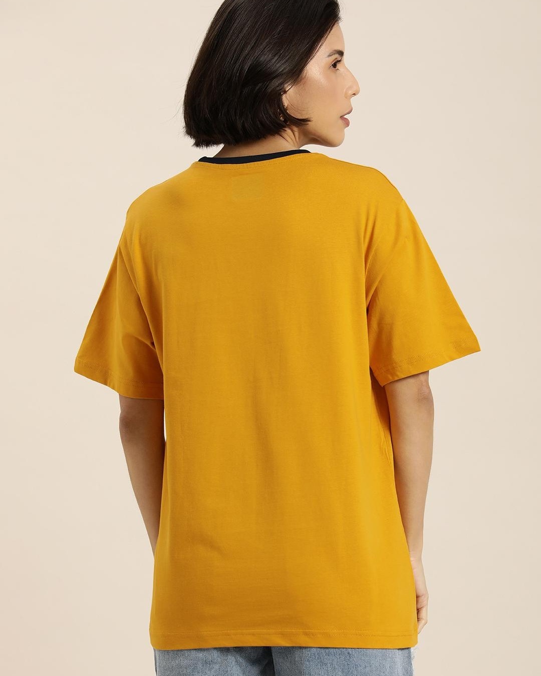 Buy Women's Yellow Superior Denim Typography Oversized Tshirt for Women Yellow Online at Bewakoof