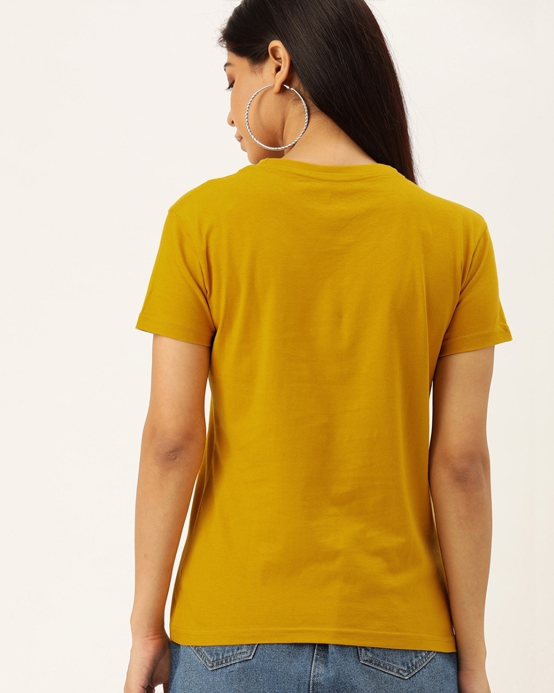 Shop Women's Yellow Typographic T-shirt-Back