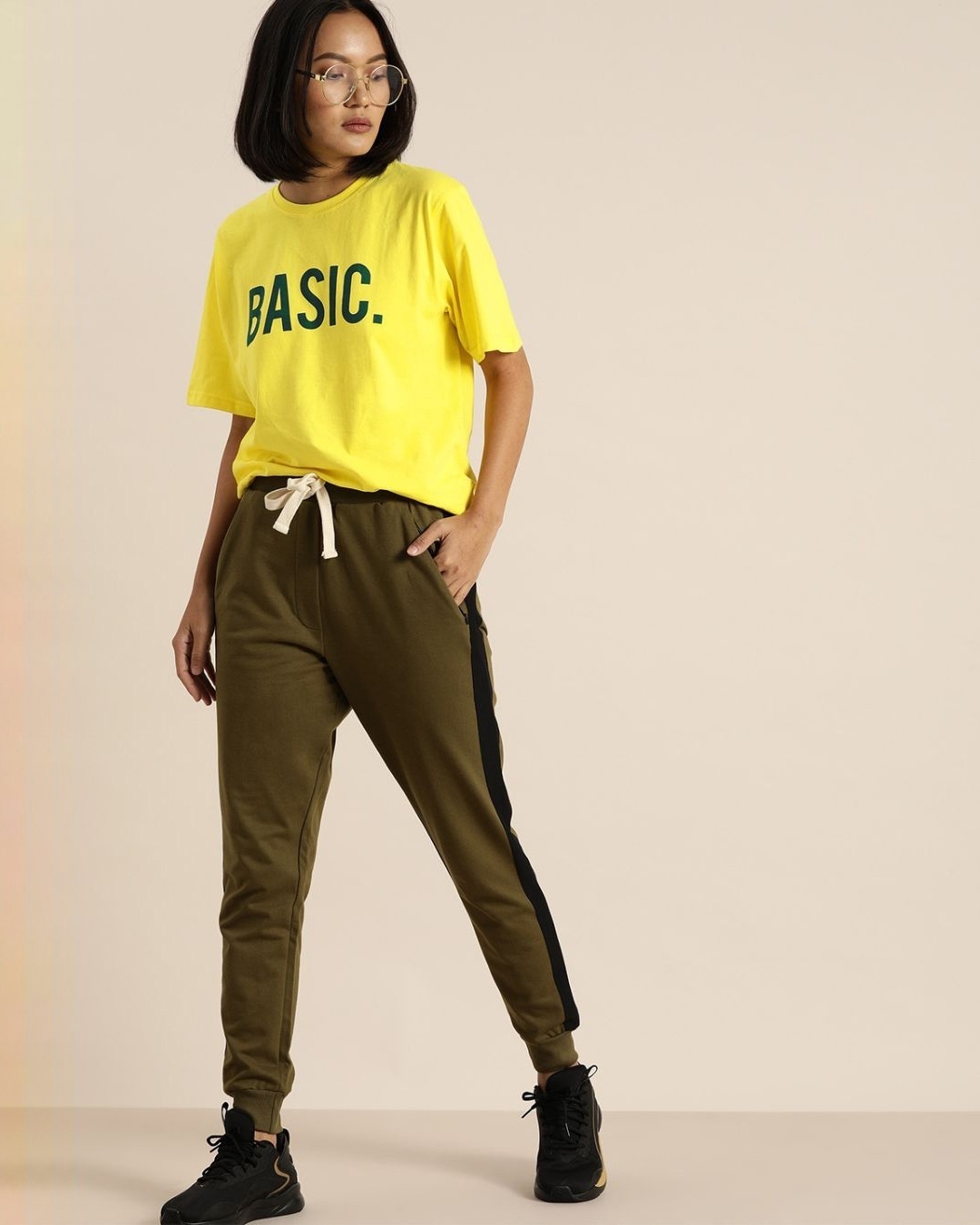Shop Women's Yellow Typography T-shirt