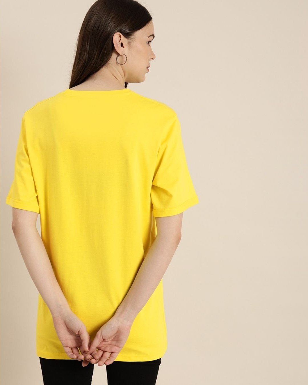 Shop Women's Yellow Typography T-shirt-Back