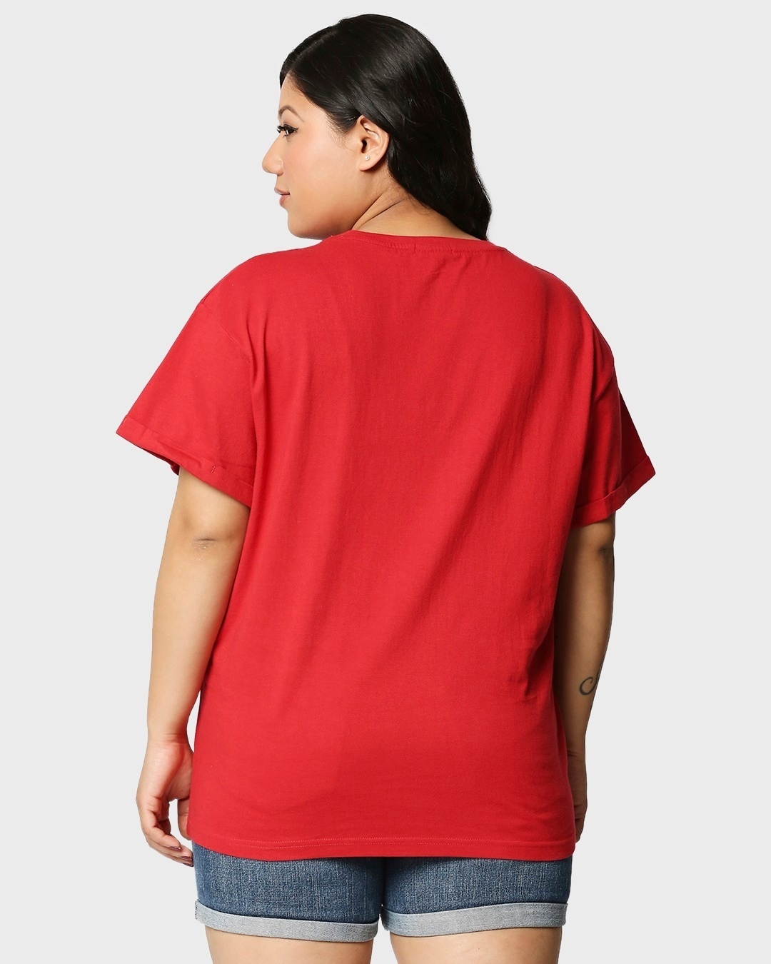 Shop Women's White & Red Plus Size Boyfriend T-shirt (Pack of 2)