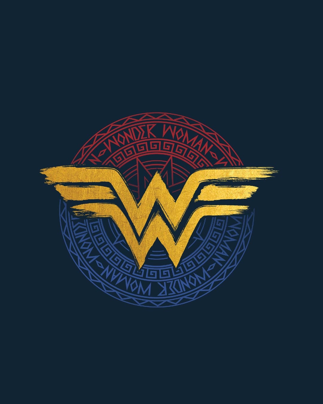 Shop Wonder Woman Foil Logo Round Neck 3/4th Sleeve T-Shirt (DCL)-Full