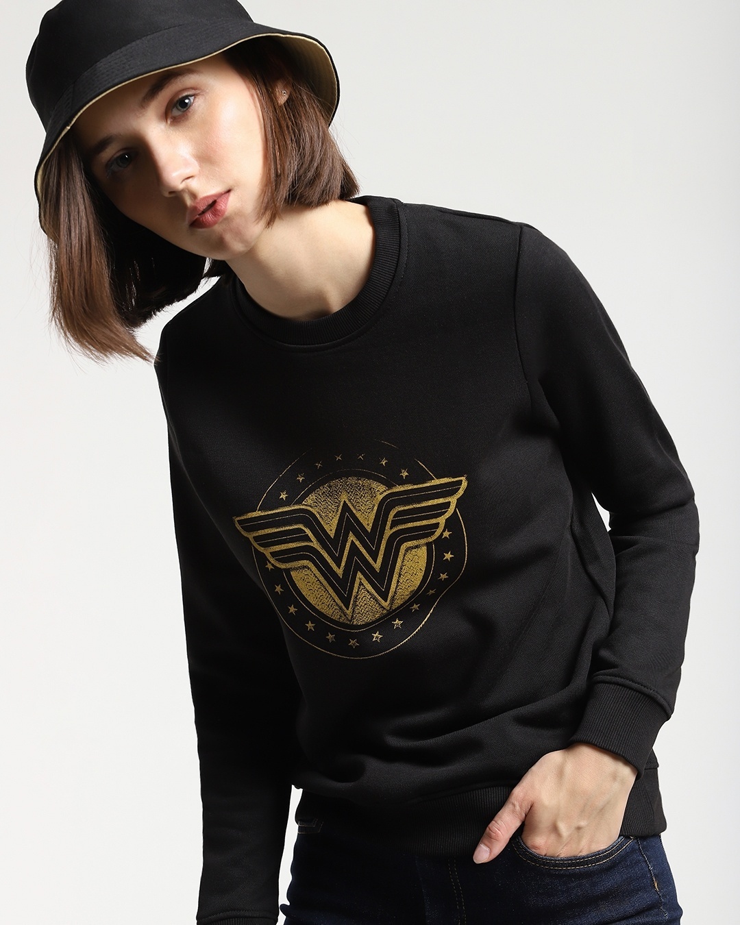 Wonder Woman Logo Distressed Women's Hoodie