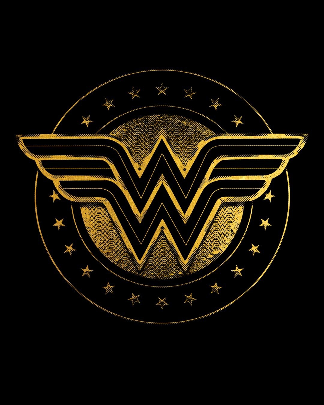 Shop Wonder Woman Gold Plated Logo Half Sleeve T-Shirt (DCL)-Full