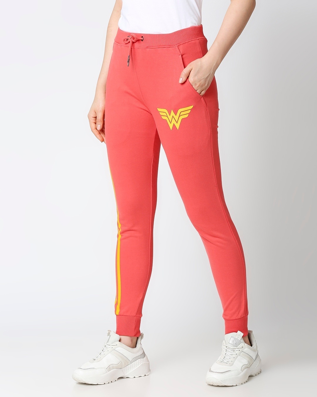 Shop Women's Pink Wonder Woman Hyper Print Slim Fit Joggers-Design