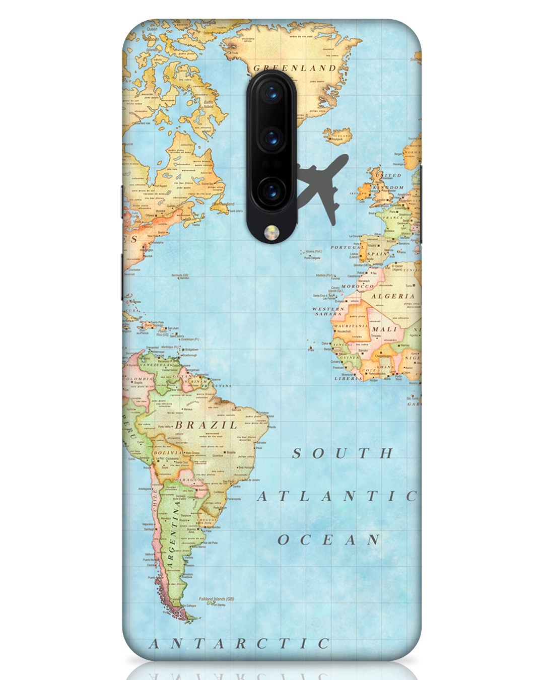 Shop World Map Printed Designer Hard Cover For OnePlus 7 Pro (Impact Resistant, Matte Finish)-Front