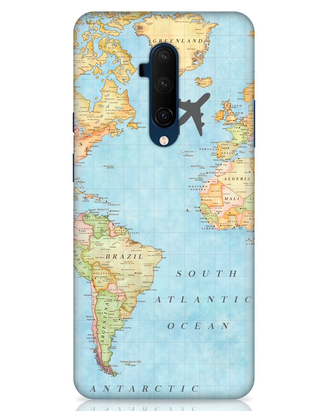 Shop World Map Printed Designer Hard Cover For OnePlus 7T Pro (Impact Resistant, Matte Finish)-Front