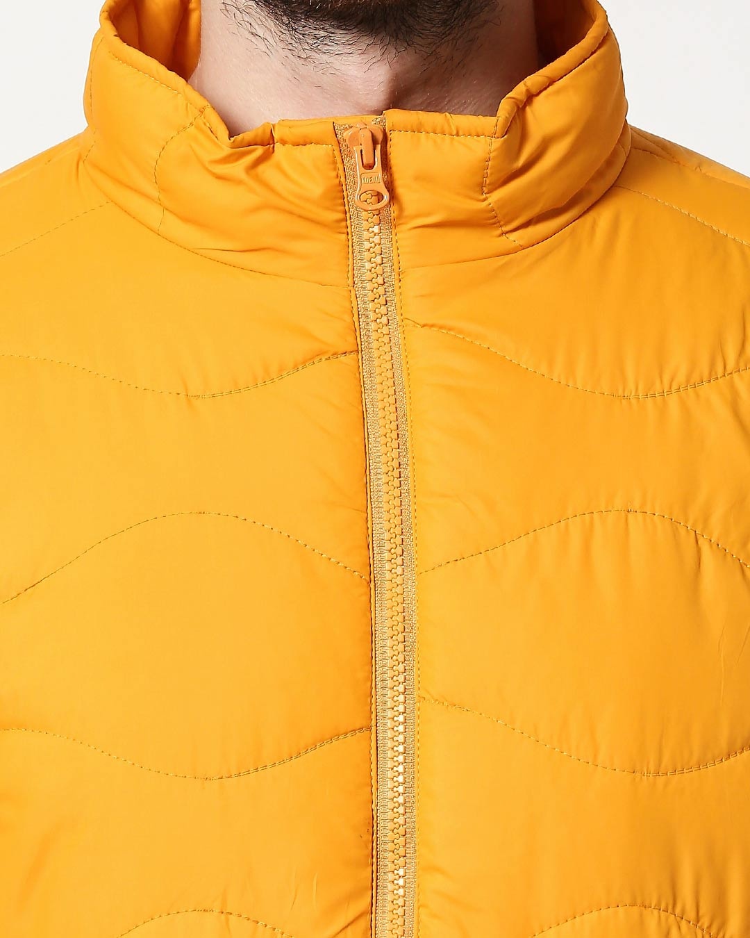 Shop Yellow Chill Block Wave Puffer Jacket