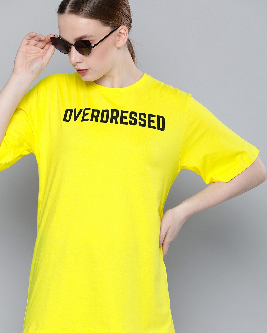 Shop Yellow Typographic T-Shirt-Front