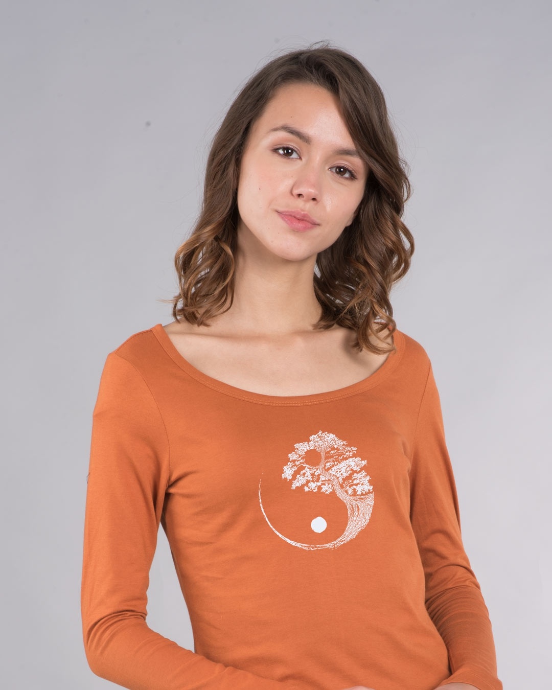 Shop Ying Yang Bonsai Scoop Neck Full Sleeve T-Shirt-Front