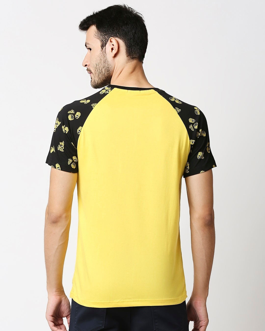 Shop Yolo Yellow AOP Half Sleeve Raglan T-Shirt-Full