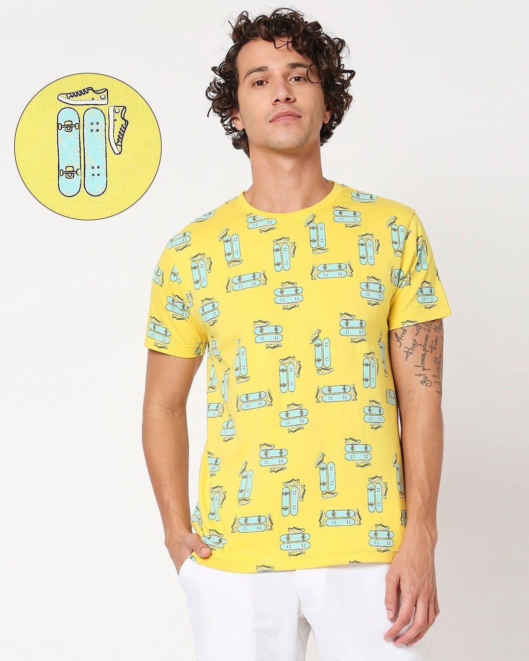 Shop Yolo Yellow AOP Half Sleeve T-Shirt-Back