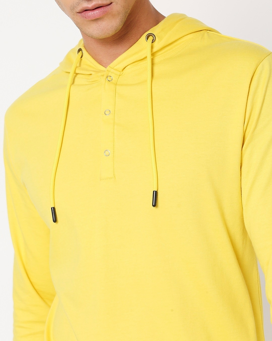 Shop Yolo Yellow Henley Hoodie T-Shirt