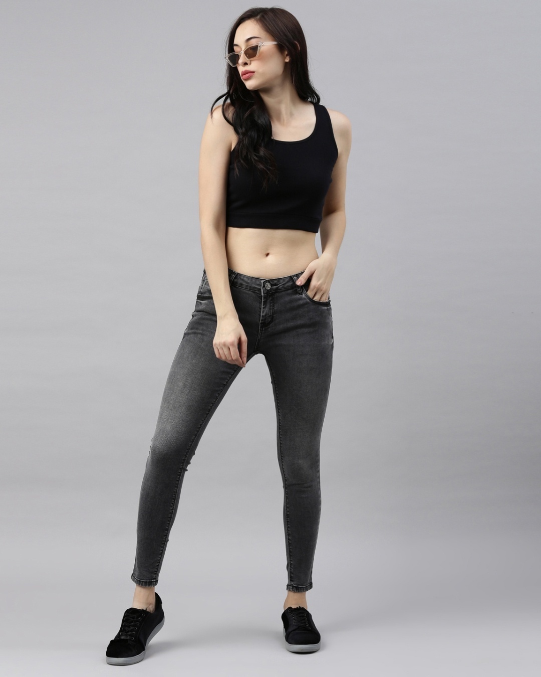 Shop Women's Black Cotton Skinny Fit Clean Look Jeans