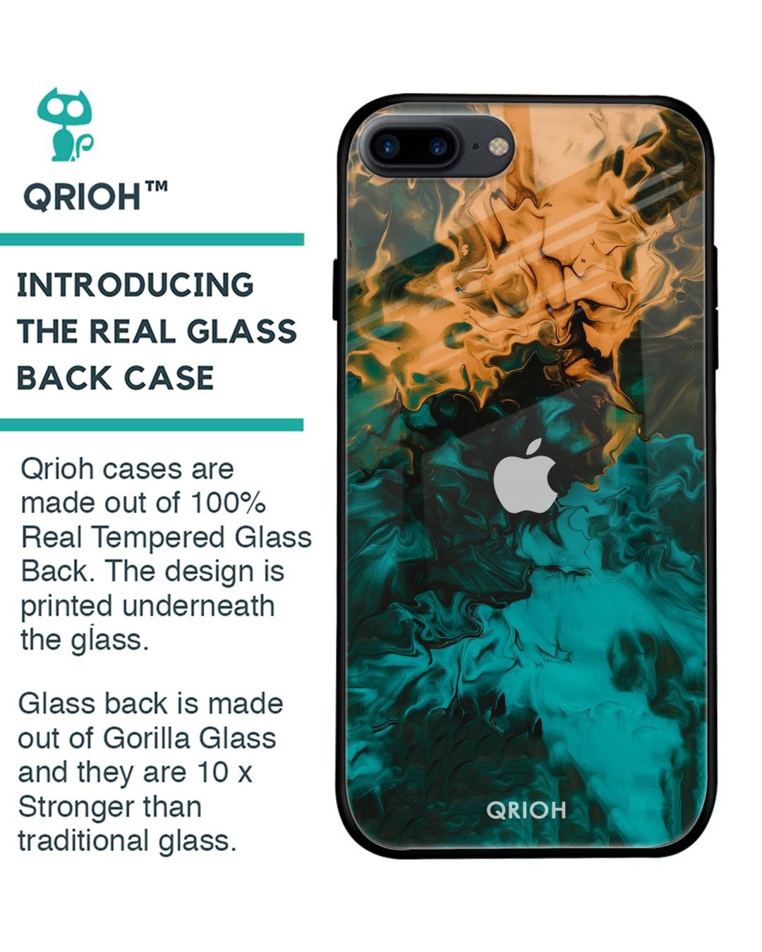Shop Zig-Zag Printed Premium Glass Cover For iPhone 8 Plus (Impact Resistant, Matte Finish)-Back