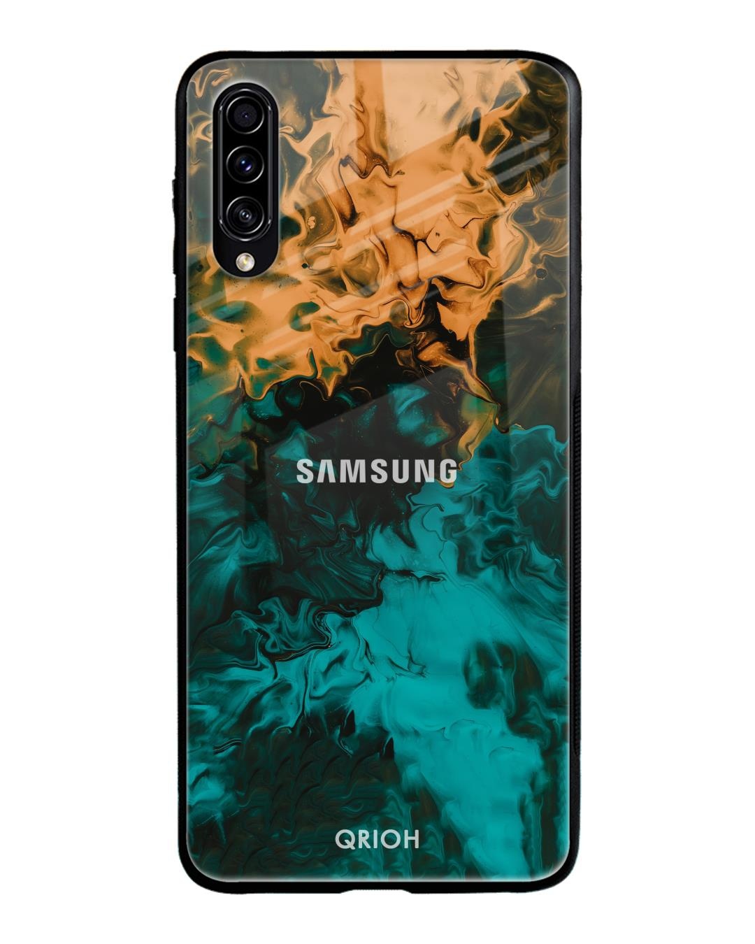 Shop Zig-Zag Printed Premium Glass Cover For Samsung Galaxy A30s(Impact Resistant, Matte Finish)-Back