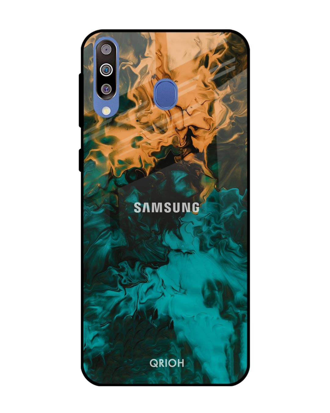 Shop Zig-Zag Printed Premium Glass Cover For Samsung Galaxy M40(Impact Resistant, Matte Finish)-Front