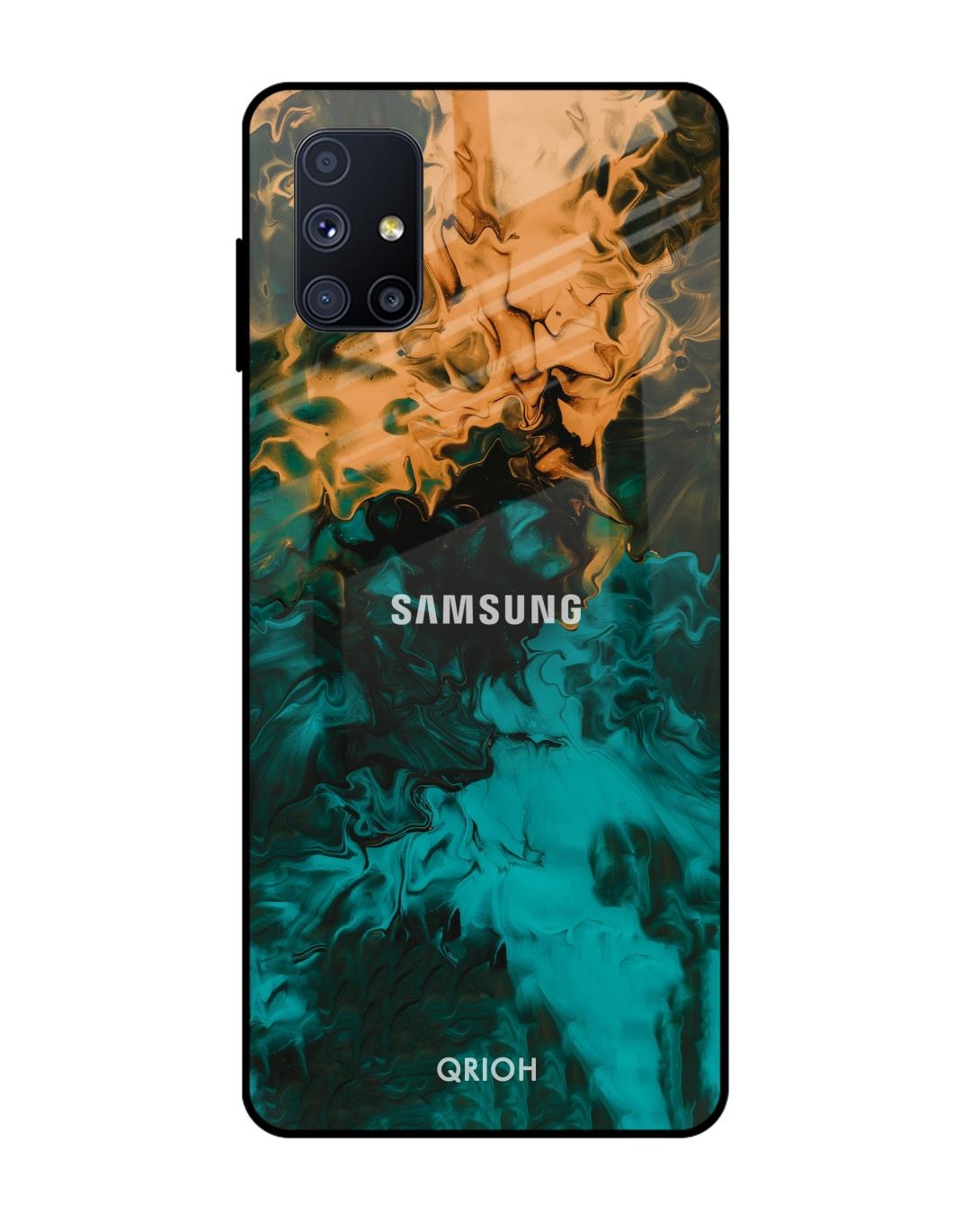 Shop Zig-Zag Printed Premium Glass Cover For Samsung Galaxy M51(Impact Resistant, Matte Finish)-Back