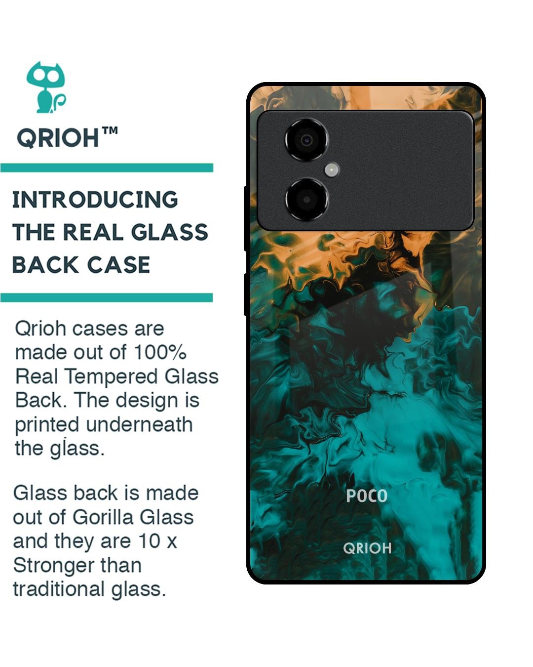 Shop Zig-Zag Watercolor Printed Premium Glass Case for Poco M4 5G (Shock Proof,Scratch Resistant)-Back