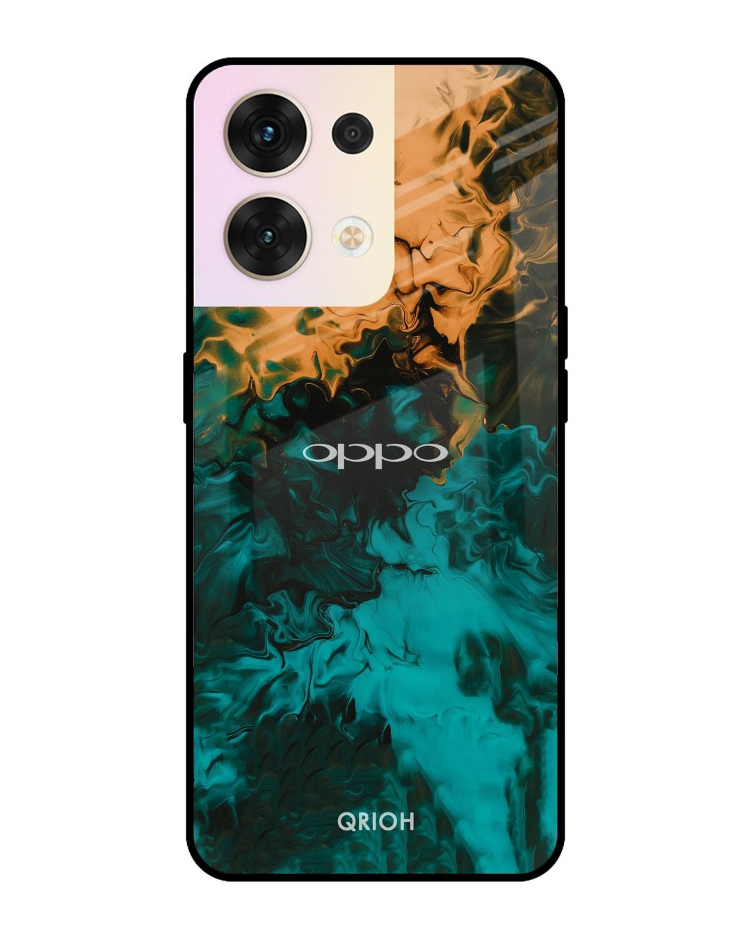 Shop Zig-Zag Watercolor Printed Premium Glass Cover for Oppo Reno8 5G (Shock Proof, Scratch Resistant)-Front