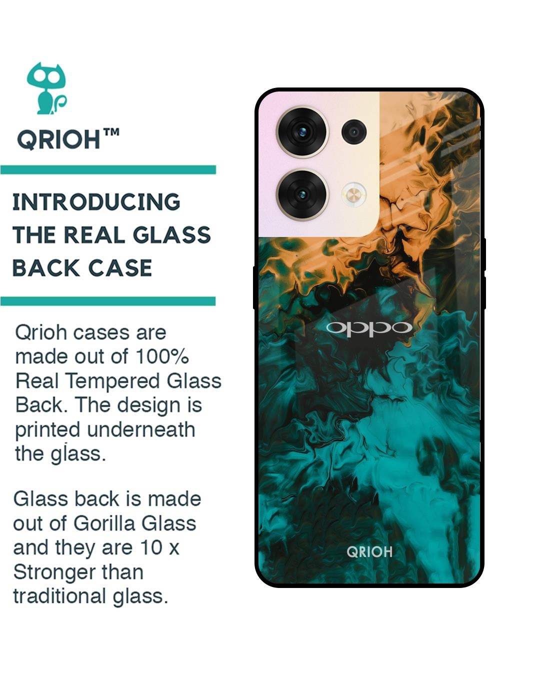 Shop Zig-Zag Watercolor Printed Premium Glass Cover for Oppo Reno8 5G (Shock Proof, Scratch Resistant)-Back