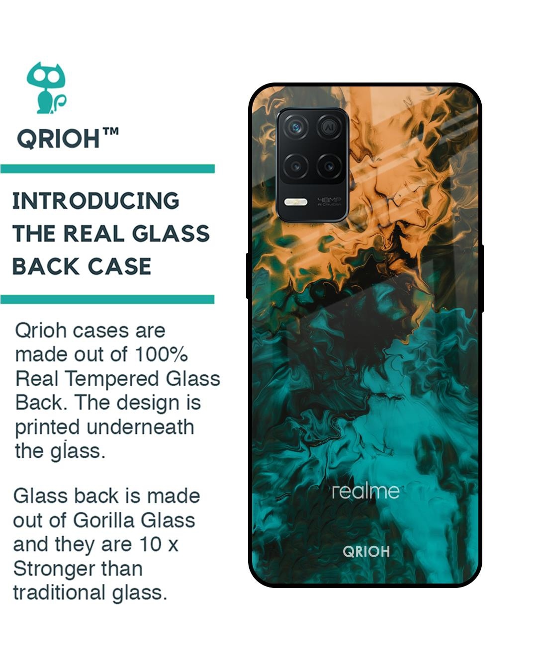 Shop Zig-Zag Watercolor Printed Premium Glass Cover for Realme 8 5G (Shock Proof, Scratch Resistant)-Back