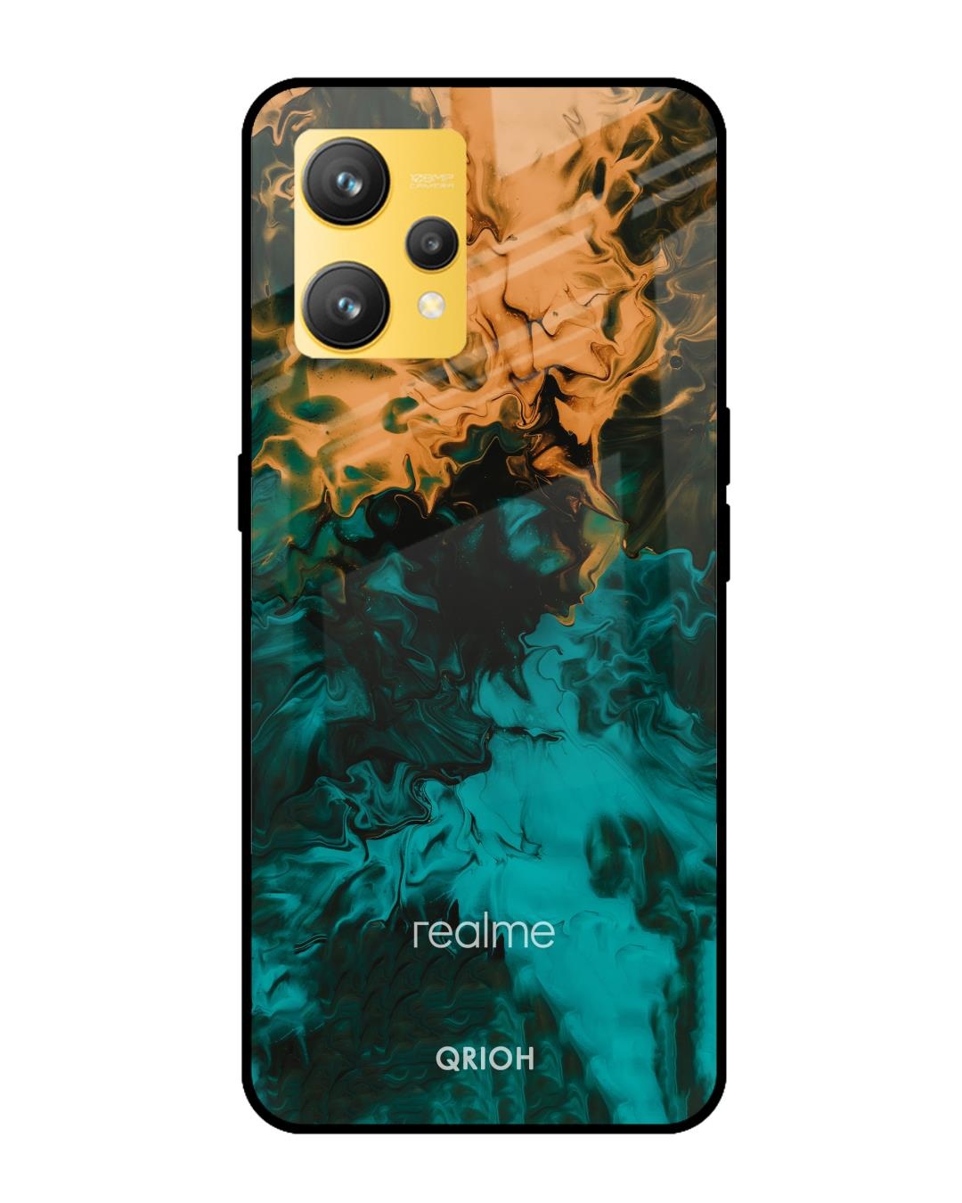Shop Zig-Zag Watercolor Printed Premium Glass Cover for Realme 9 4G (Shock Proof, Scratch Resistant)-Front