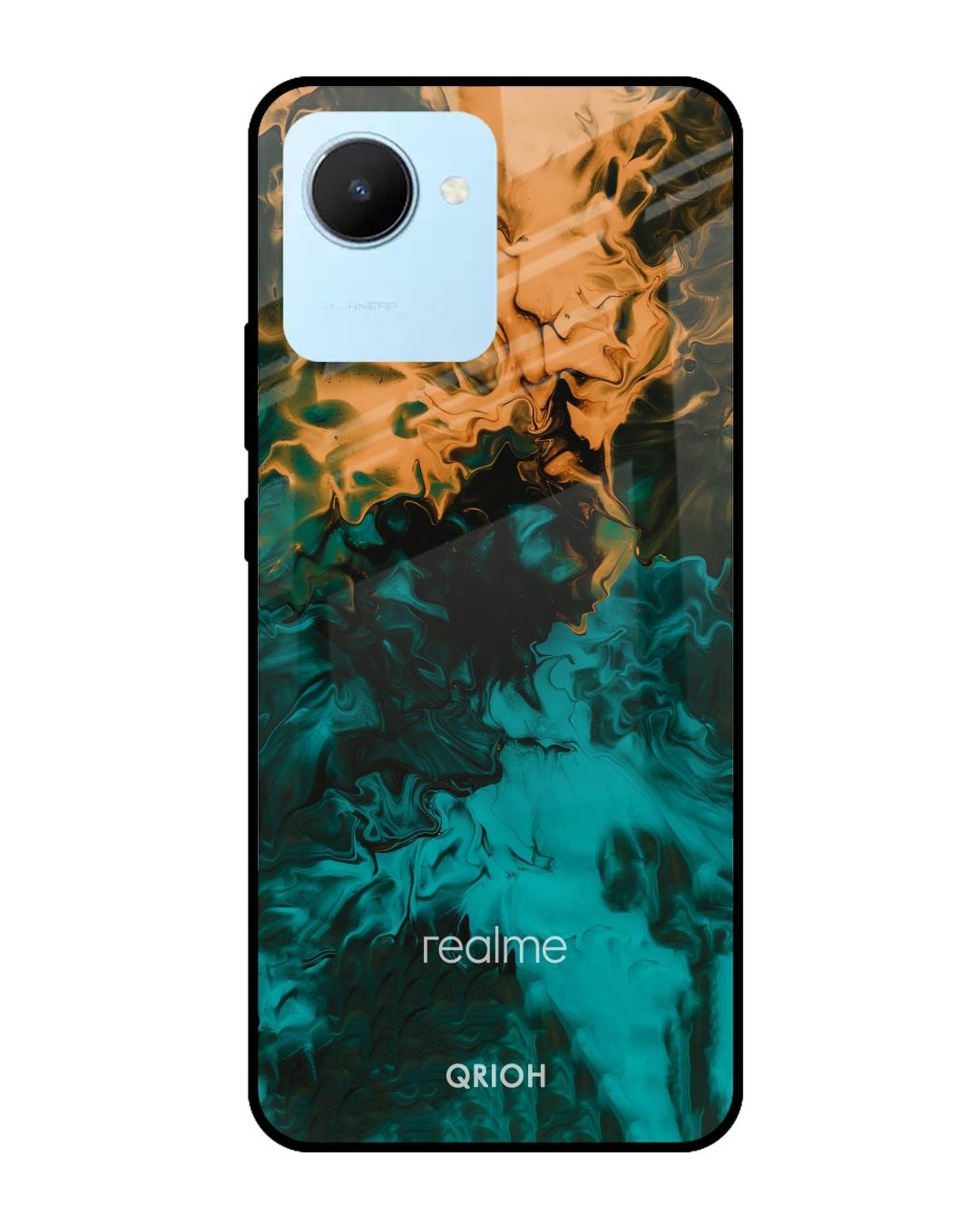 Shop Zig-Zag Watercolor Printed Premium Glass Cover for Realme C30 (Shock Proof, Scratch Resistant)-Front