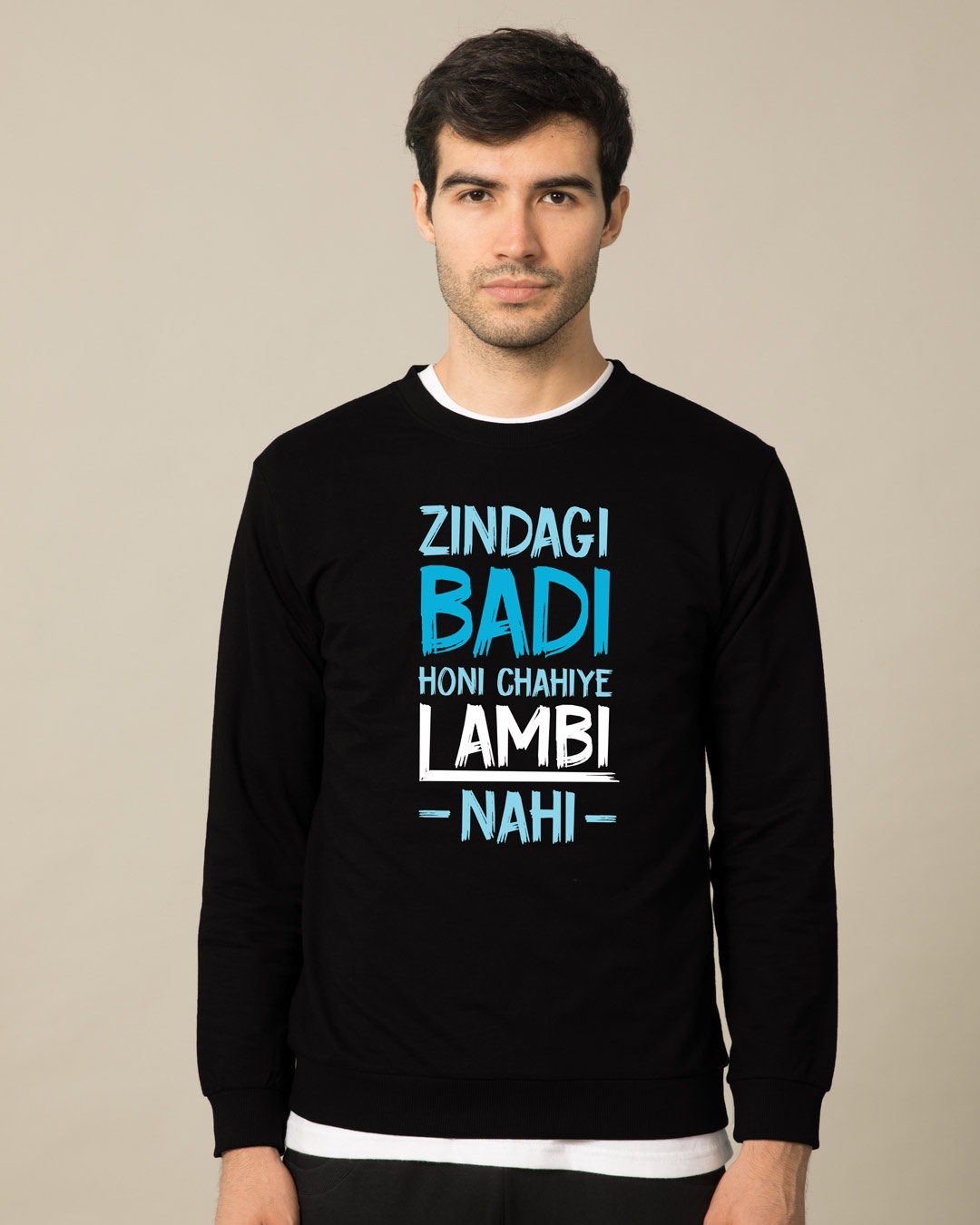 Shop Zindagi Badi Honi Chahiye Fleece Light Sweatshirt-Front