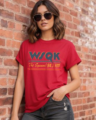 Shop Women's Bold Red WSQK Typography Boyfriend T-shirt-Front