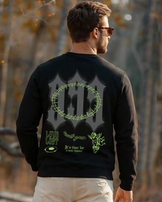 Shop Men's Jet Black 999 Graphic Printed Plus Size Sweatshirt-Front