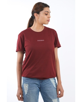 Shop Women's Chennai Block T-shirt in Wine-Front