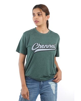 Shop Women's Chennai Logo T-shirt in Bottle Green-Front
