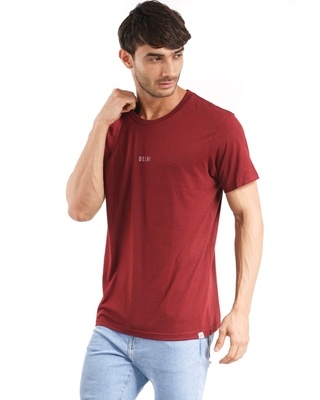 Shop Men's Delhi Block T-shirt in Wine-Front