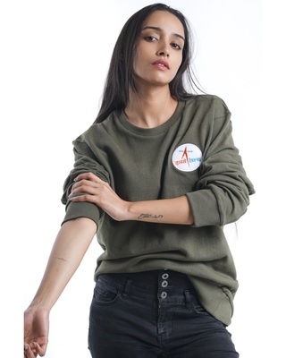 Shop Women's Green ISRO Logo Patch Sweatshirt-Official ISRO Collection-Front