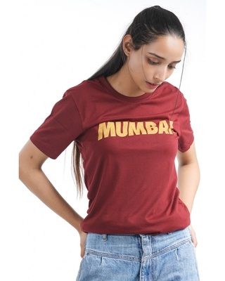 Shop Women's Mumbai Bold Map T-shirt in Wine-Front