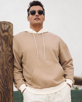 Shop Men's Ginger Root Brown Oversized Plus Size Hoodies-Front