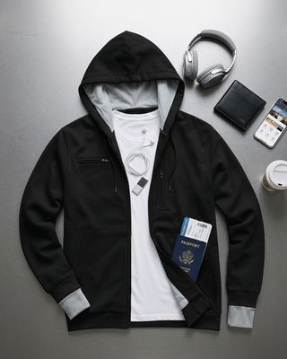 Shop Men's Black Plus Size Airport Hoodie-Front