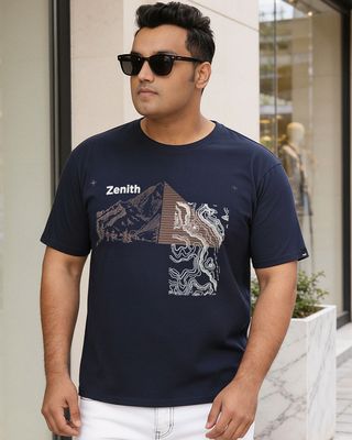 Shop Men's Navy Blue Zenith Graphic Printed Plus Size T-shirt-Front