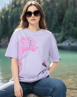 Shop Women's Thistle Purple Ruthless Graphic Printed Oversized T-shirt-Front