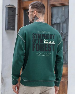 Shop Men's Forest Green Sympony Typography Oversized Sweatshirt-Front