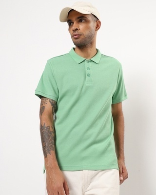 Shop Men's Green Polo T-shirt-Front