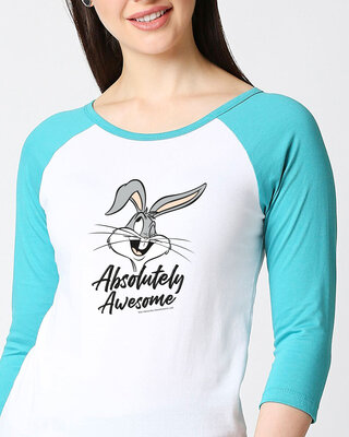 Shop Absolutely Awesome Bunny 3/4th Sleeve Raglan T-Shirt (LTL)-Front