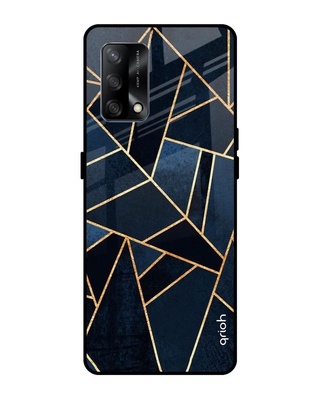 Shop Abstract Tiles Printed Premium Glass Cover for Oppo F19 (Shock Proof, Lightweight)-Front