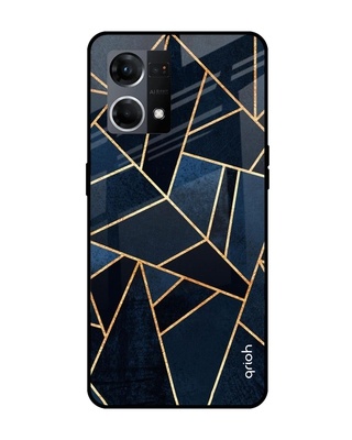 Shop Abstract Tiles Printed Premium Glass Cover for OPPO F21 Pro (Shockproof, Light Weight)-Front