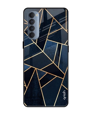 Shop Abstract Tiles Printed Premium Glass Cover for Oppo Reno 4 Pro (Shock Proof, Lightweight)-Front