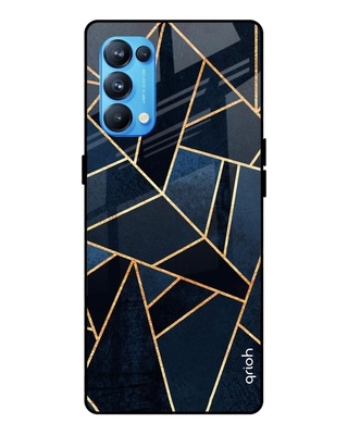 Shop Abstract Tiles Printed Premium Glass Cover for Oppo Reno 5 Pro (Shock Proof, Lightweight)-Front
