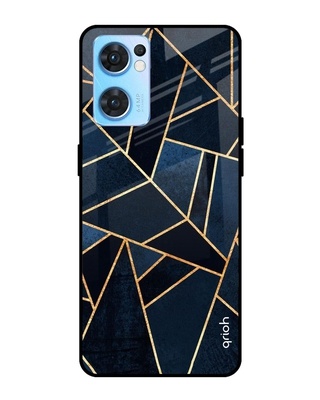 Shop Abstract Tiles Printed Premium Glass Cover for Oppo Reno 7 5G (Shock Proof, Lightweight)-Front