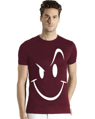 Shop Men's Cotton Smiley Design Printed Half Sleeve T-shirt-Front