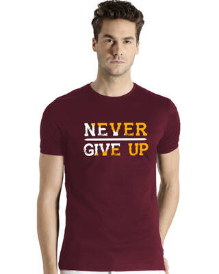 Shop Never Give Up Design Printed T-shirt for Men's-Front